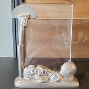 Kirk Stieff Pewter Basketball Picture Frame Home Decor Silver Free Standing Kids